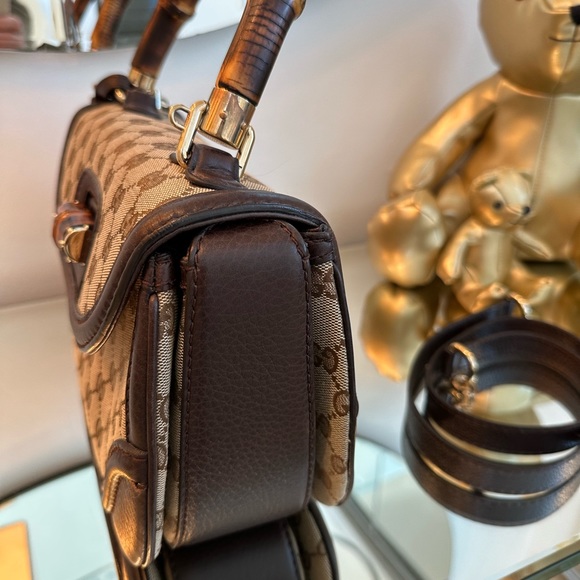 Gucci Bamboo 1947 Medium Original GG canvas w brown leather details & tassels - Picture 10 of 15